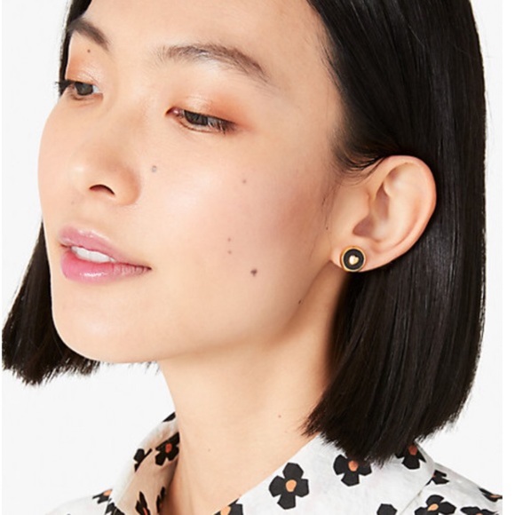 KATE SPADE • Black Heartful Gold Earrings - Picture 3 of 4
